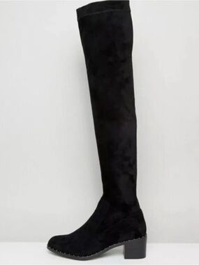 Sol Sana Bianca Black Over the Knee Faux Suede Thigh High Boho Boots
